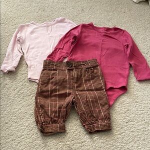 Infant GAP Plaid Corduroy Knickers/Pants  w/2 Onesies